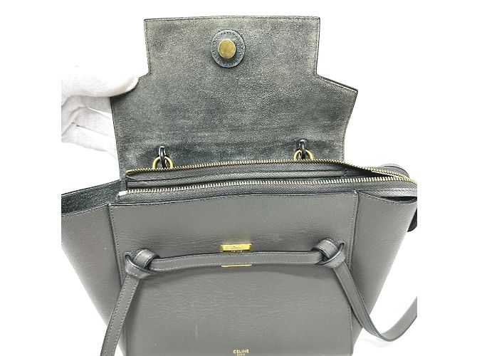 Céline Borsa in pelle grigia Celine 189153 Marrone - vista 7