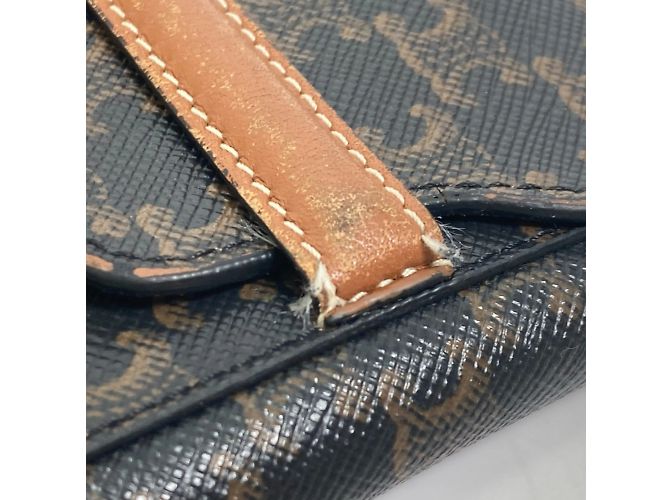 Céline Billetera bi-fold de cuero marrón Celine Castaño - vista 8