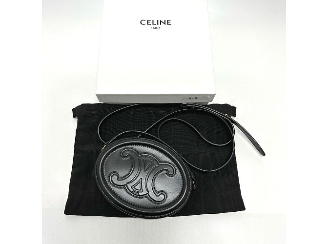 Céline Borsa a spalla in pelle nera Celine Triomphe Nero - vista 12