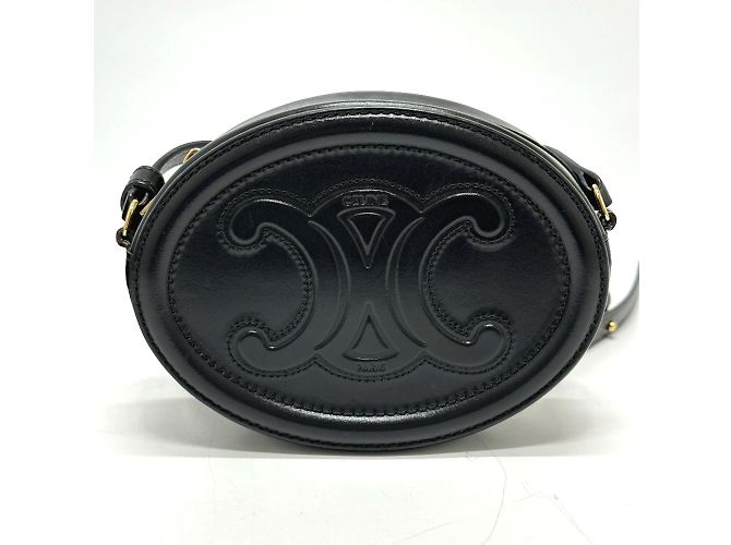 Céline Borsa a spalla in pelle nera Celine Triomphe Nero - vista 2
