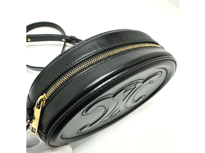 Céline Borsa a spalla in pelle nera Celine Triomphe Nero - vista 7