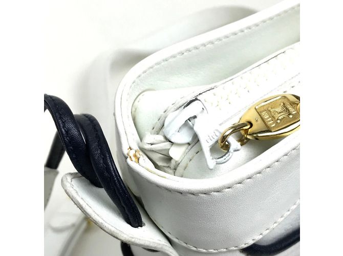 Céline Borsa a spalla con motivo a nastro Celine Bianco - vista 8