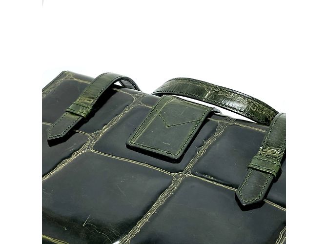 Céline Borsa a mano Celine verde coccodrillo stampato - vista 10