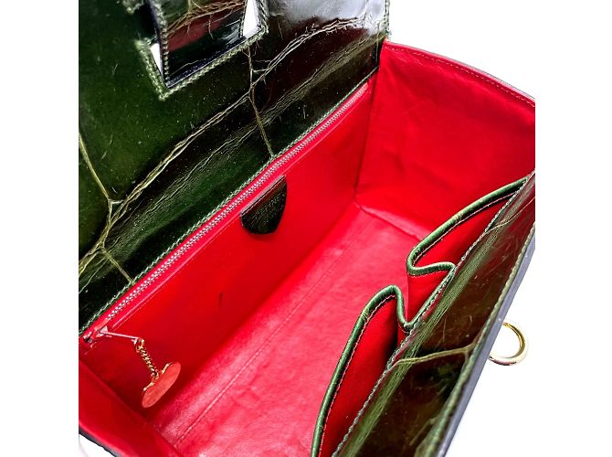 Céline Borsa a mano Celine verde coccodrillo stampato - vista 11