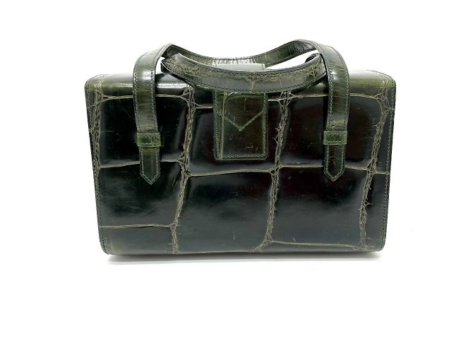 Céline Borsa a mano Celine verde coccodrillo stampato - vista 2