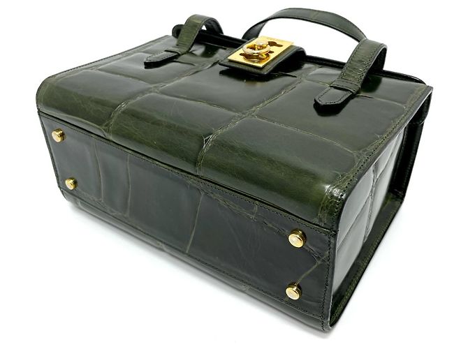 Céline Borsa a mano Celine verde coccodrillo stampato - vista 7