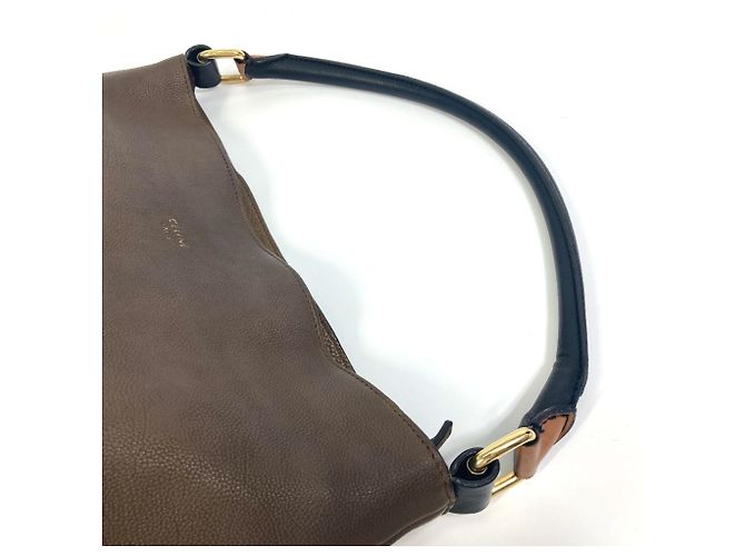 Céline Borsa a spalla in pelle marrone Celine - vista 6