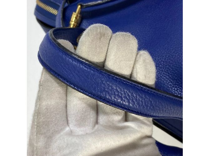 Céline Borsa a spalla in pelle blu Celine - vista 11