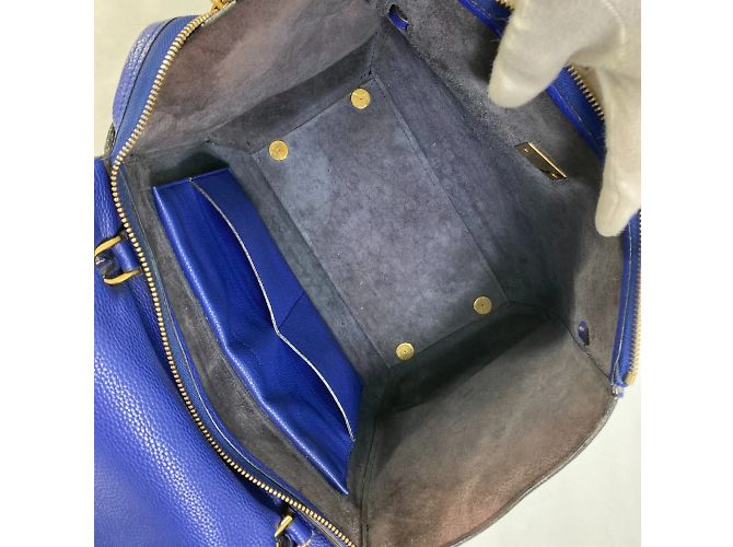 Céline Borsa a spalla in pelle blu Celine - vista 15