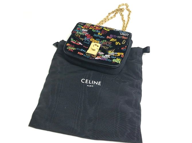 Céline Borsa a spalla Celine Small C Bag con catena Nero - vista 16