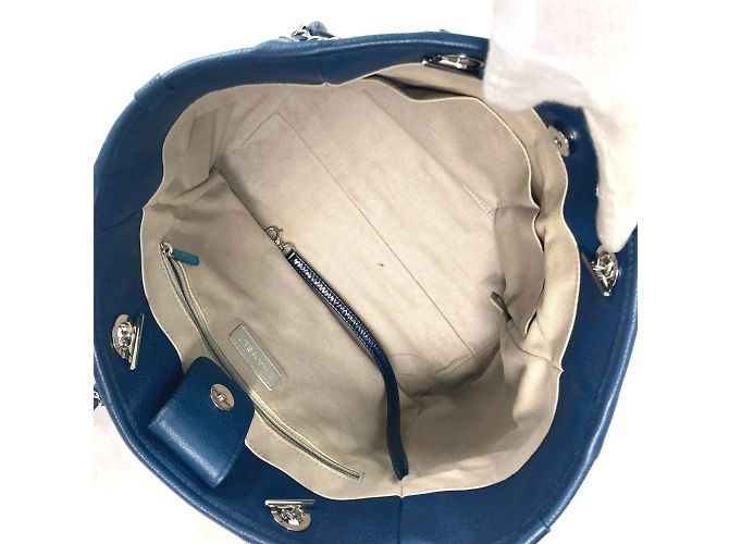 Borsa a spalla in pelle blu navy Chanel - vista 14