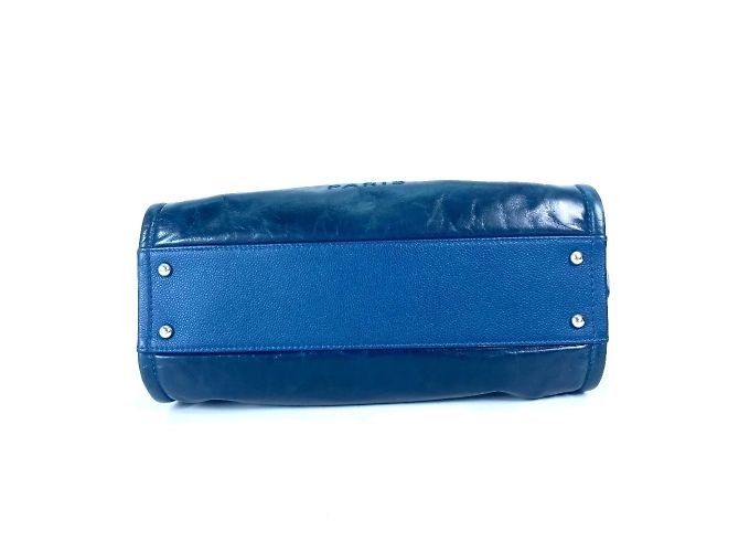 Borsa a spalla in pelle blu navy Chanel - vista 5