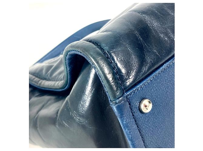 Borsa a spalla in pelle blu navy Chanel - vista 7