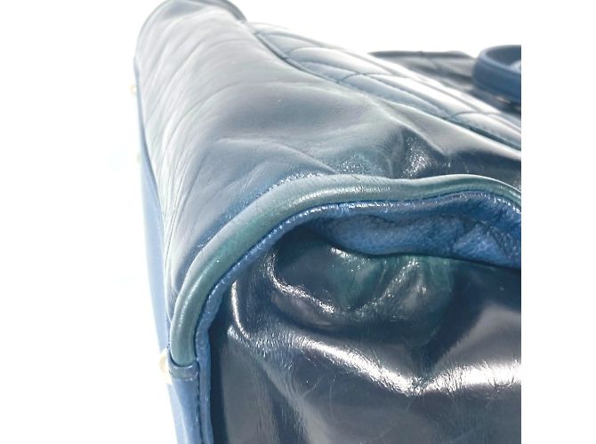 Borsa a spalla in pelle blu navy Chanel - vista 8