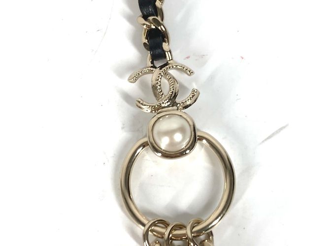 Timeless Chanel B22C 3-Ketten Kunstperlen Gürtel Schwarz - Ansicht 5