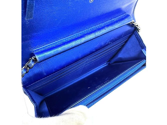 Borsa a spalla in pelle blu Chanel - vista 11