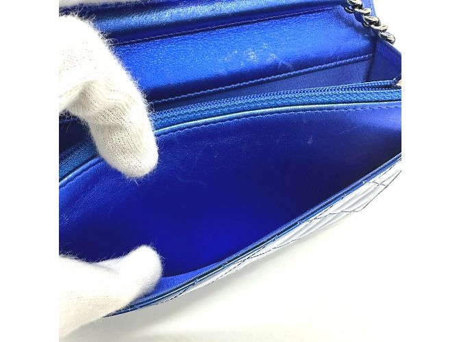 Borsa a spalla in pelle blu Chanel - vista 13