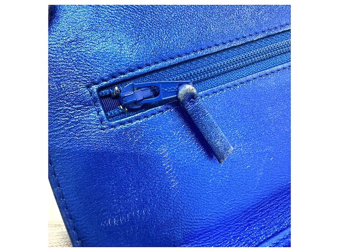 Borsa a spalla in pelle blu Chanel - vista 14