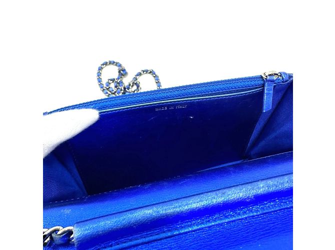 Borsa a spalla in pelle blu Chanel - vista 15