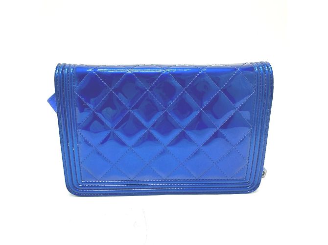 Borsa a spalla in pelle blu Chanel - vista 2