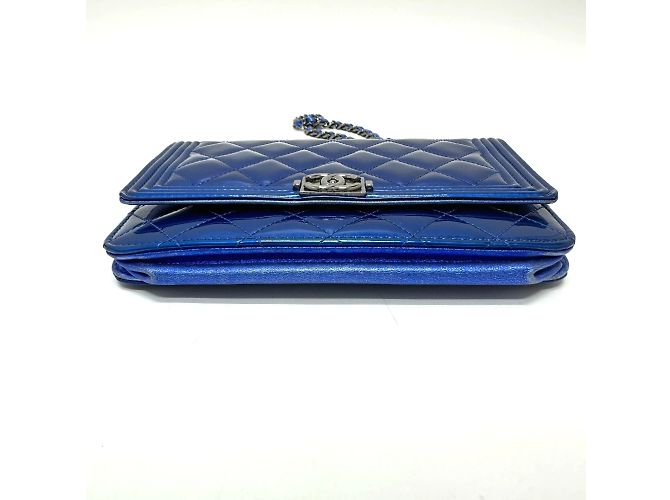 Borsa a spalla in pelle blu Chanel - vista 3