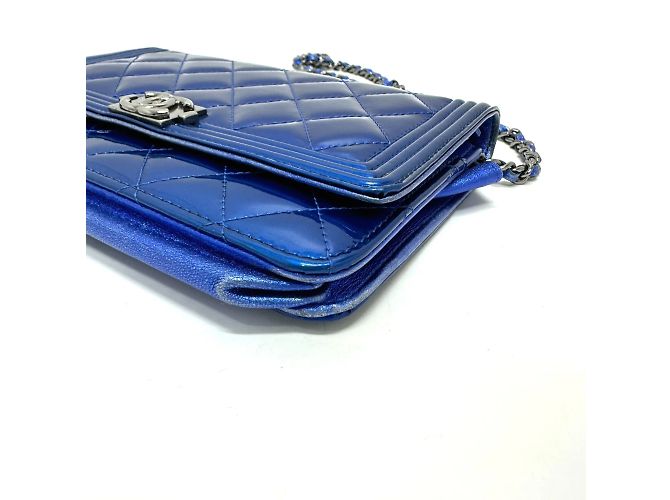 Borsa a spalla in pelle blu Chanel - vista 4