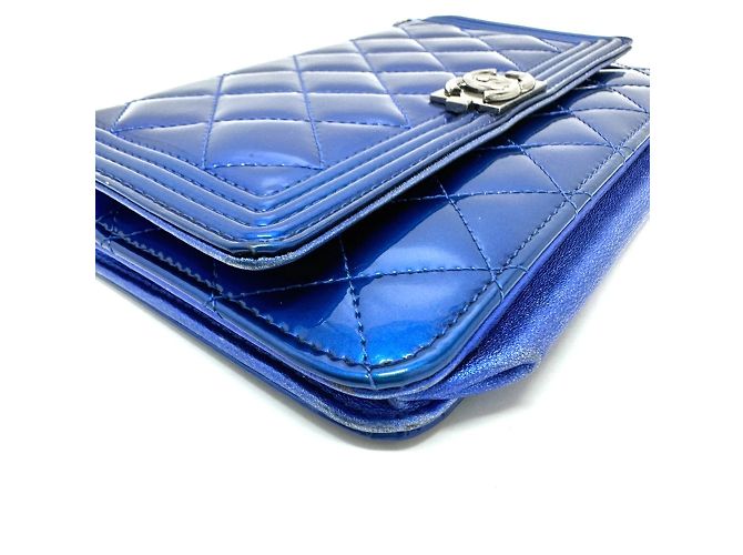 Borsa a spalla in pelle blu Chanel - vista 5