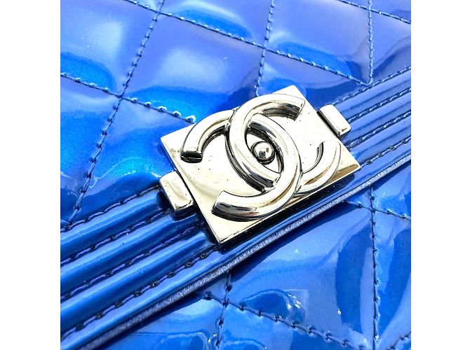 Borsa a spalla in pelle blu Chanel - vista 7