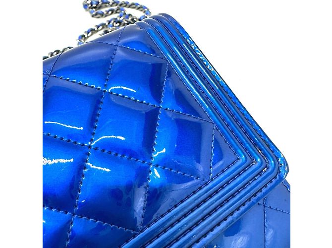 Borsa a spalla in pelle blu Chanel - vista 8