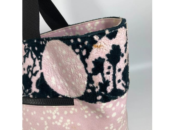 Borsa a spalla in cotone rosa Chanel - vista 10