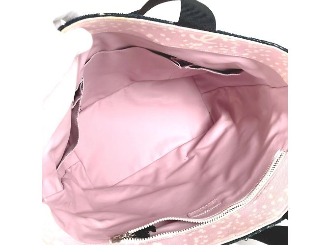 Borsa a spalla in cotone rosa Chanel - vista 12