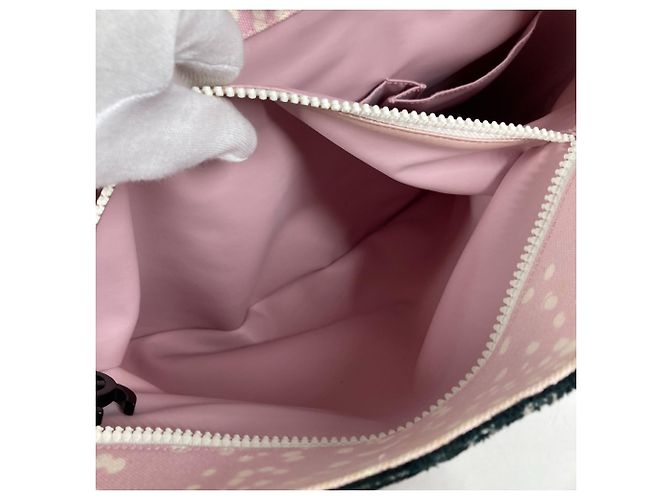 Borsa a spalla in cotone rosa Chanel - vista 14