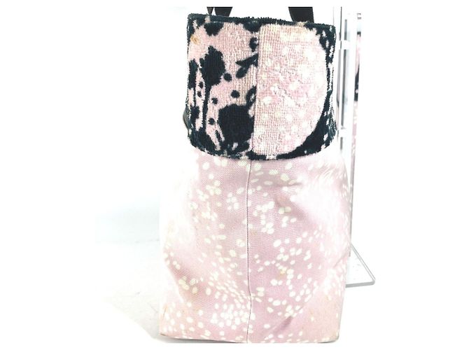 Borsa a spalla in cotone rosa Chanel - vista 2