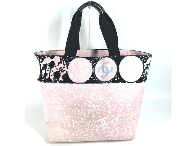 Borsa a spalla in cotone rosa Chanel - vista 3