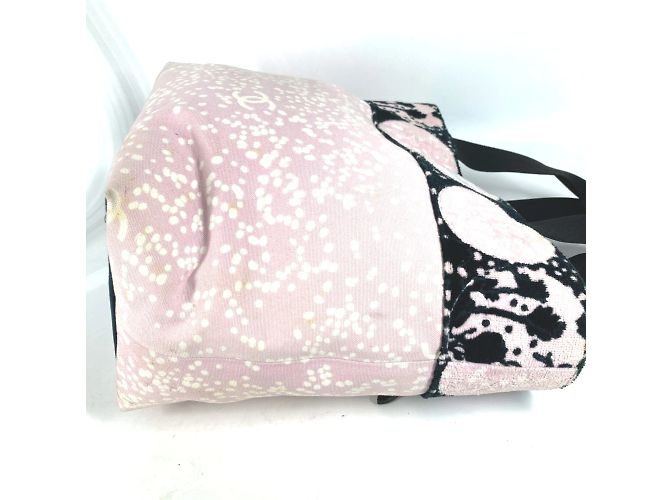 Borsa a spalla in cotone rosa Chanel - vista 4