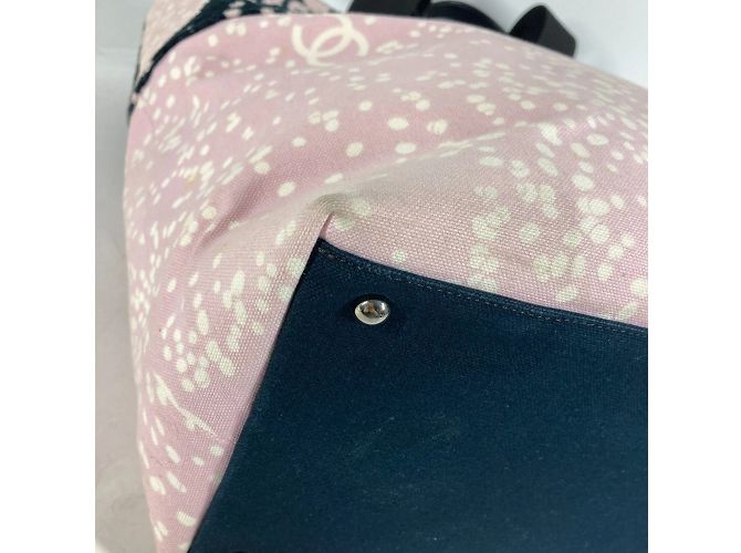 Borsa a spalla in cotone rosa Chanel - vista 8