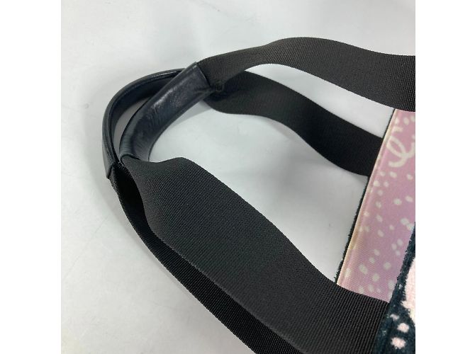 Borsa a spalla in cotone rosa Chanel - vista 9
