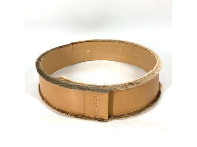 Chanel 01A Beiger Leder Gürtel - Ansicht 2