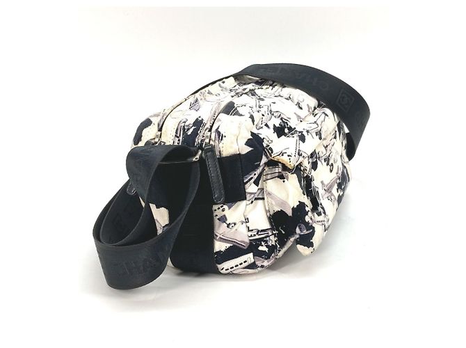 Borsa a spalla in tessuto nero Chanel - vista 3