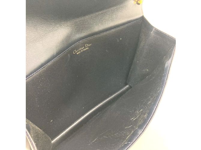 Borsa a spalla in pelle blu navy Christian Dior - vista 10