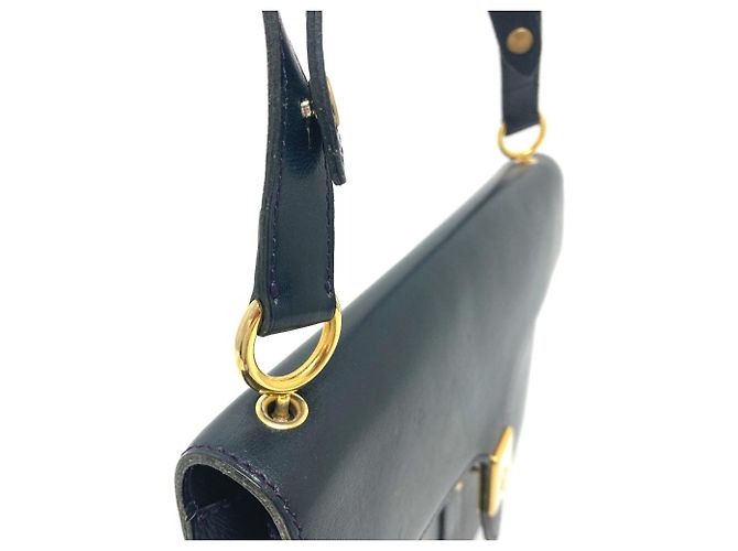 Borsa a spalla in pelle blu navy Christian Dior - vista 4
