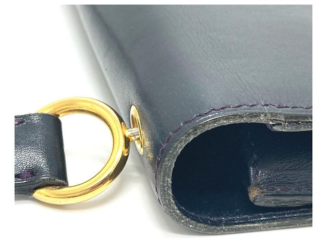 Borsa a spalla in pelle blu navy Christian Dior - vista 6