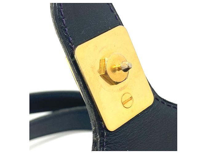 Borsa a spalla in pelle blu navy Christian Dior - vista 8