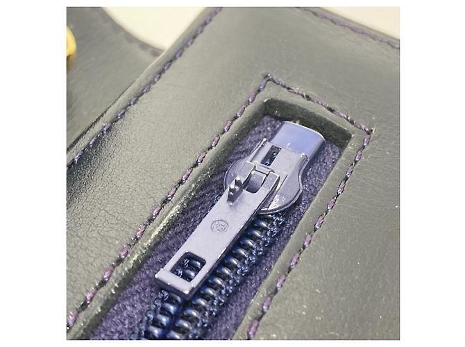 Borsa a spalla in pelle blu navy Christian Dior - vista 9