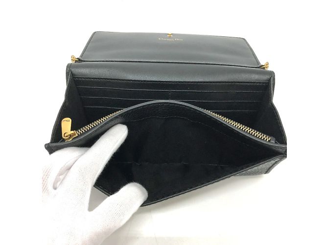 Borsa a spalla in pelle nera Christian Dior Nero - vista 14