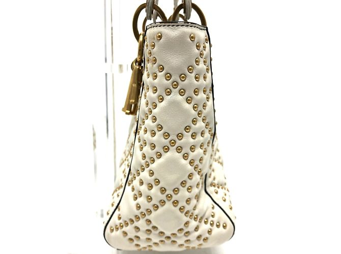 Borsa Cannage Christian Dior Bianco - vista 3
