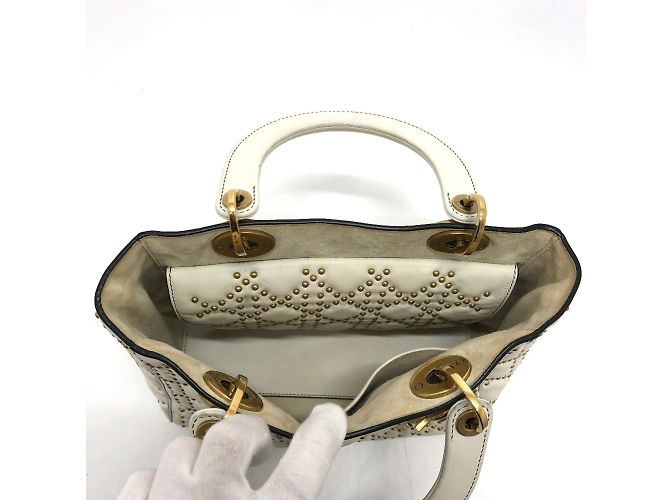 Borsa Cannage Christian Dior Bianco - vista 5