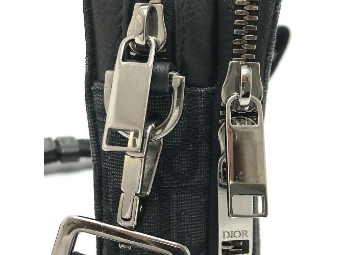Borsa a spalla in tessuto blu navy Christian Dior - vista 7
