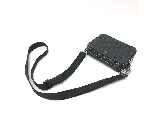 Borsa a spalla in tessuto blu navy Christian Dior - vista 8