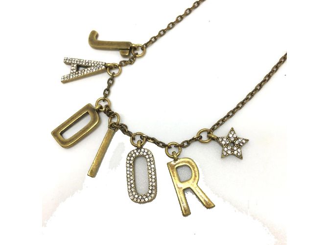 Colar de strass banhado a ouro Christian Dior Dourado - vista 4